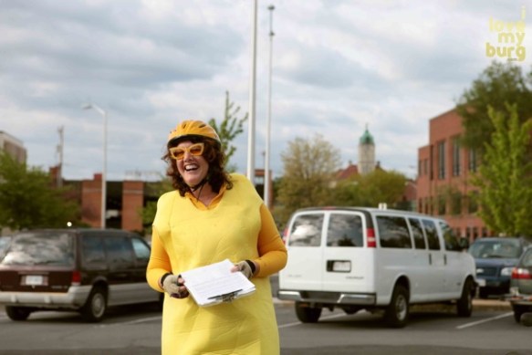 Woman in banana costume