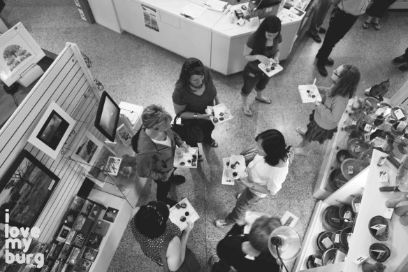 overhead photo of customers