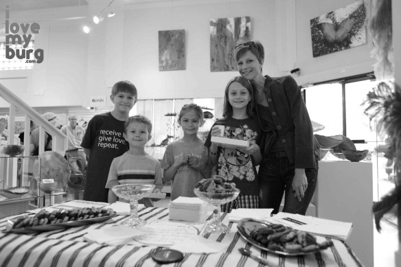 woman and kids with chocolate