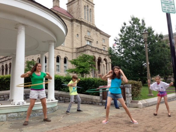kids hula hooping
