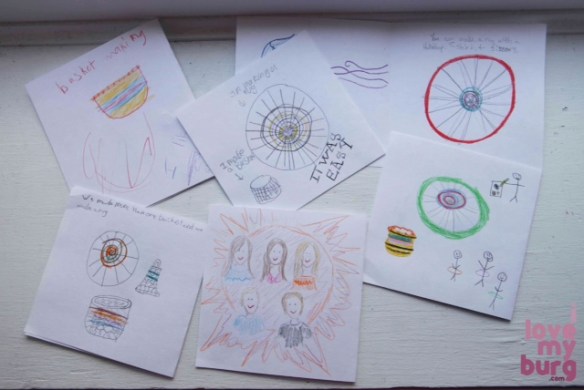 kids drawings on wall