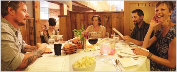 group at dinner table