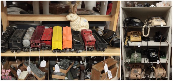 factory antique mall trains and phones